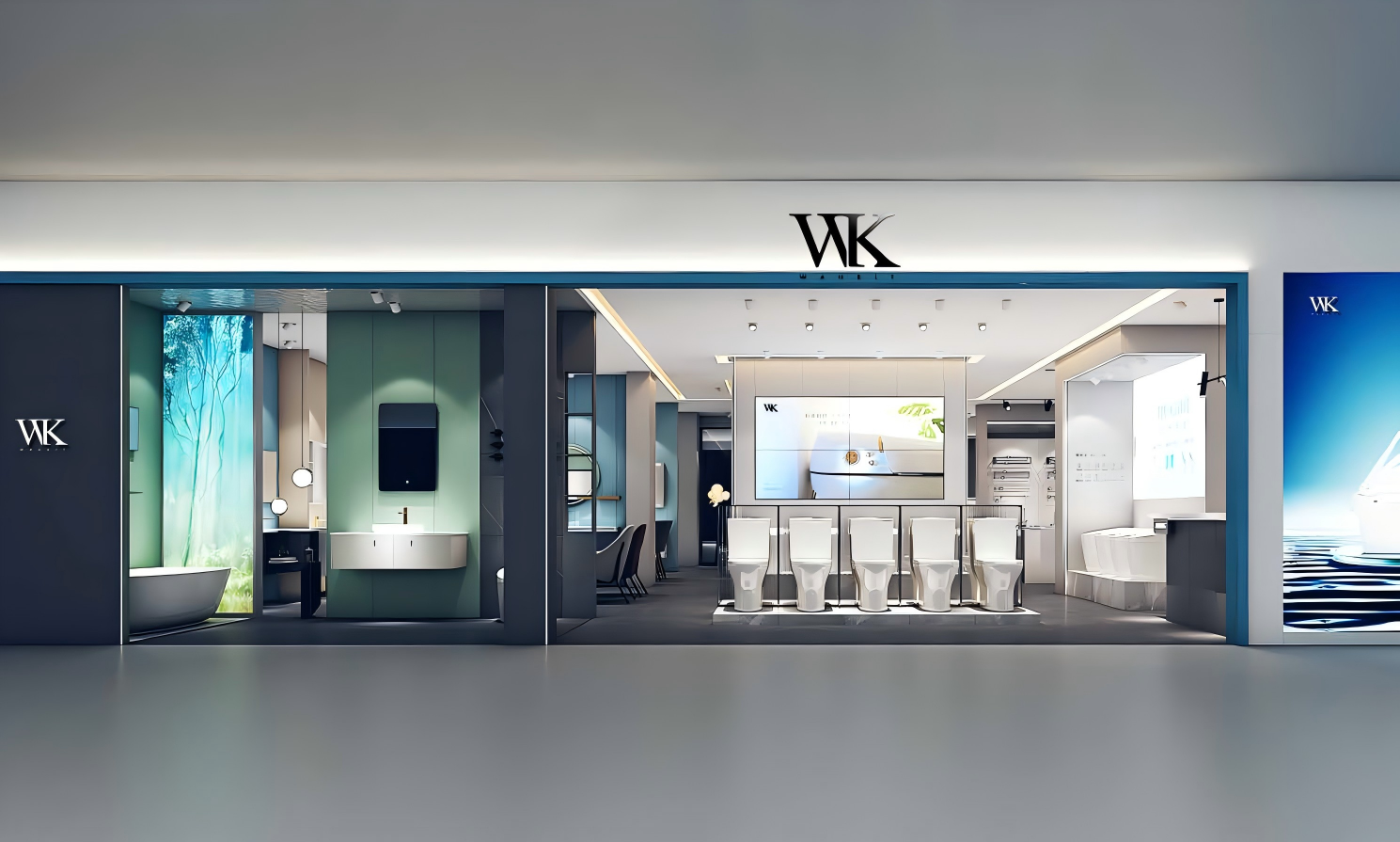 Wahkit showroom displaying toilets and bathroom products
